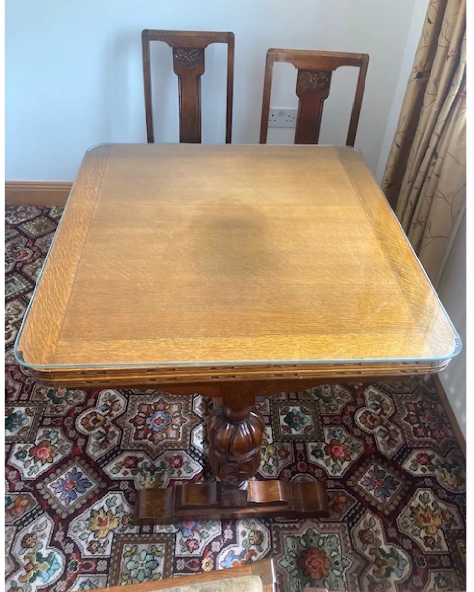 Oak Drop-Leaf Dining Table & Chairs – Solid Oak, - Image 2