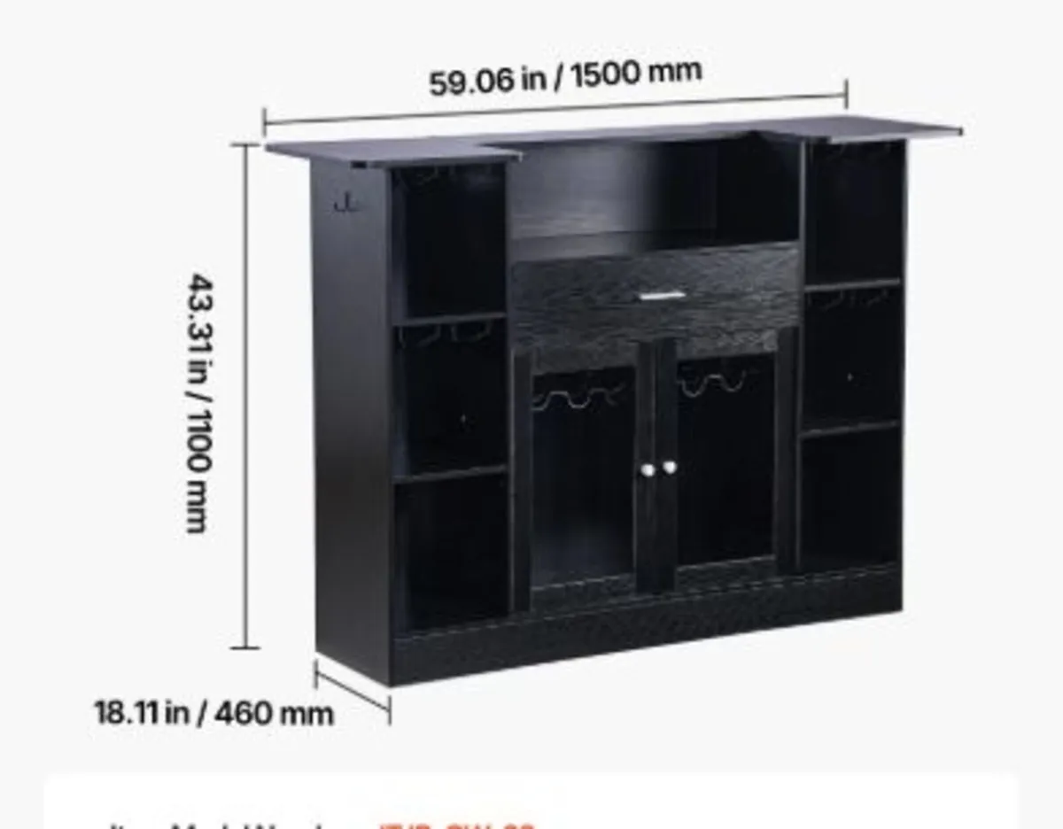 Home Bar Unit, Wine Bar Cabinet Table 4-Tier - Image 2