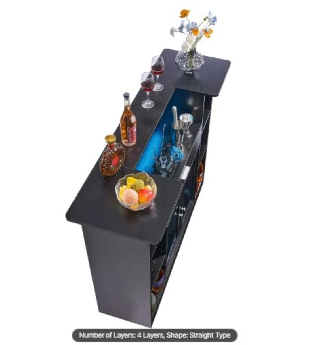 Home Bar Unit, Wine Bar Cabinet Table 4-Tier - Image 4
