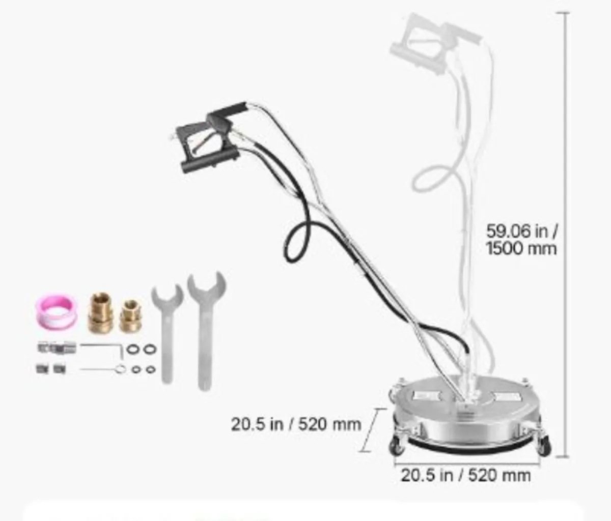 20" Pressure Washer Surface Cleaner, Stainless - Image 3