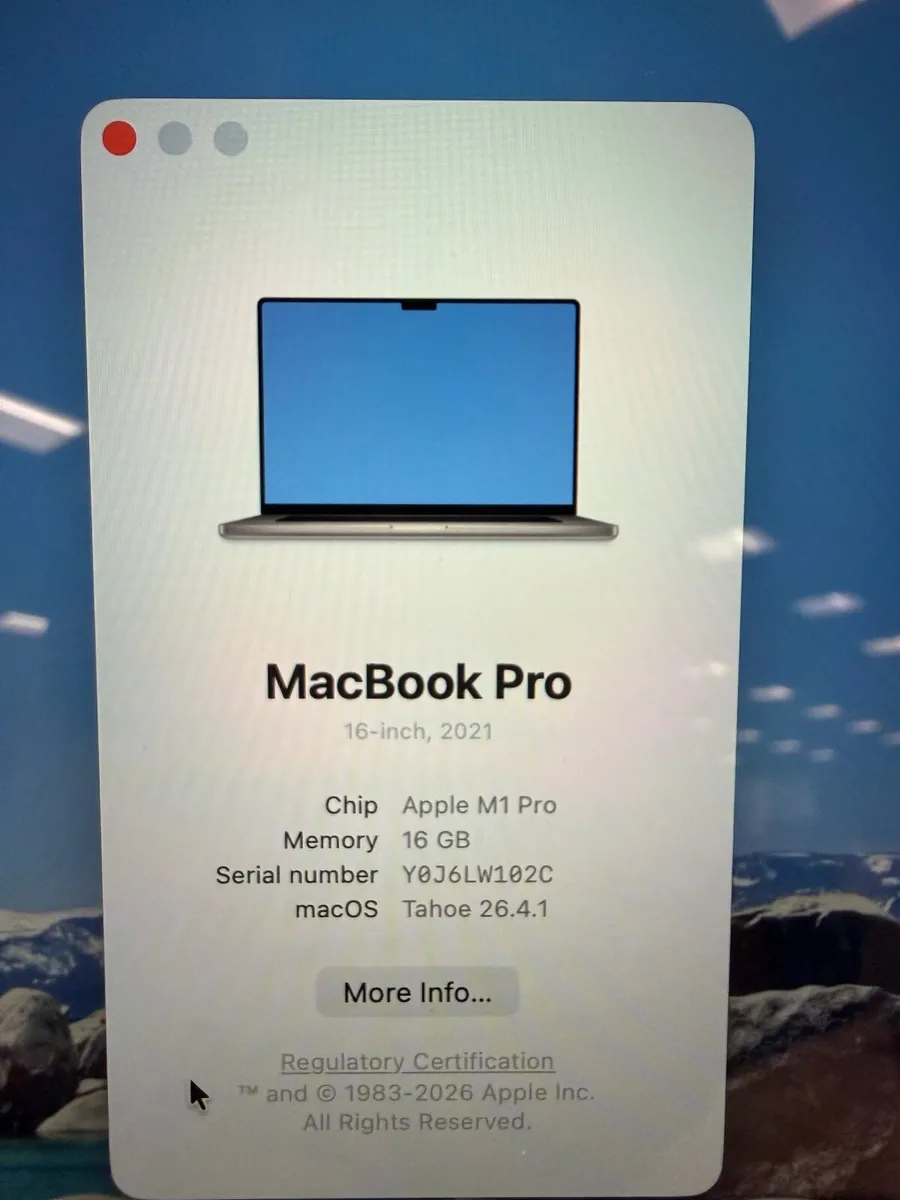 MacBook Pro 16” 2021 M1 Pro 16gb ram 1tb storage - Image 1