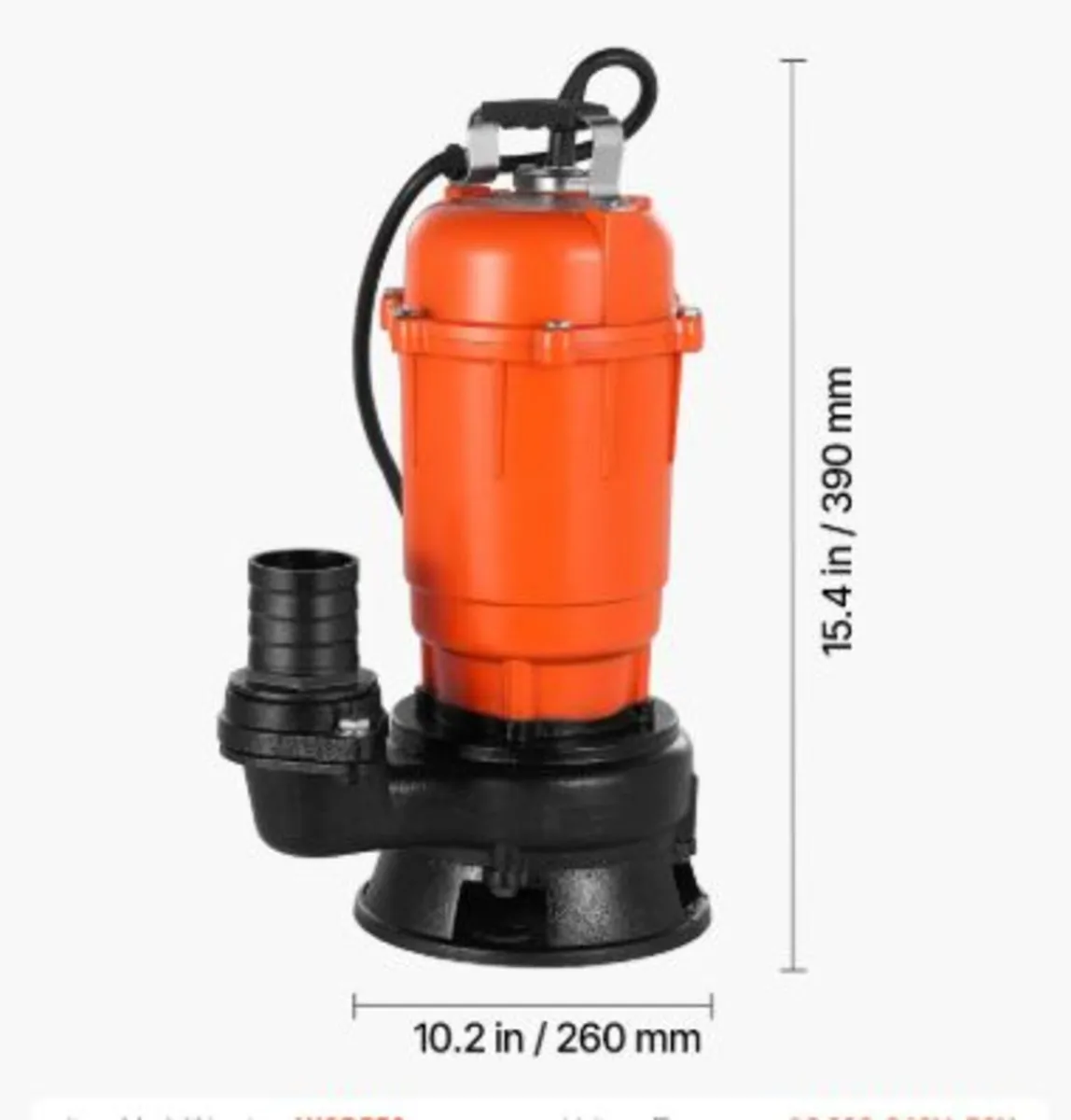 550W Submersible Trash Pump, 18000 L/H, Cast Iron - Image 3