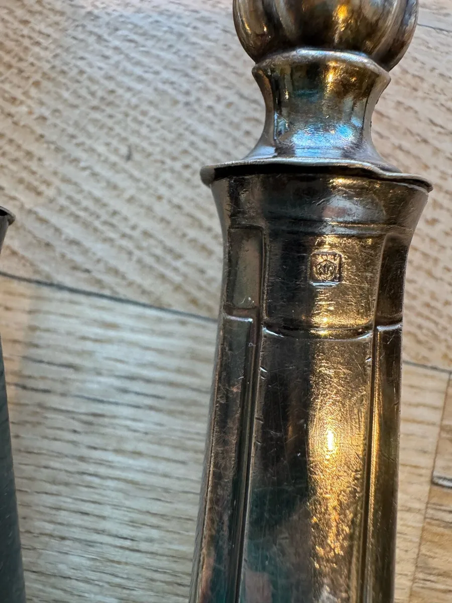 Antique French horn and silver plated salad server - Image 3