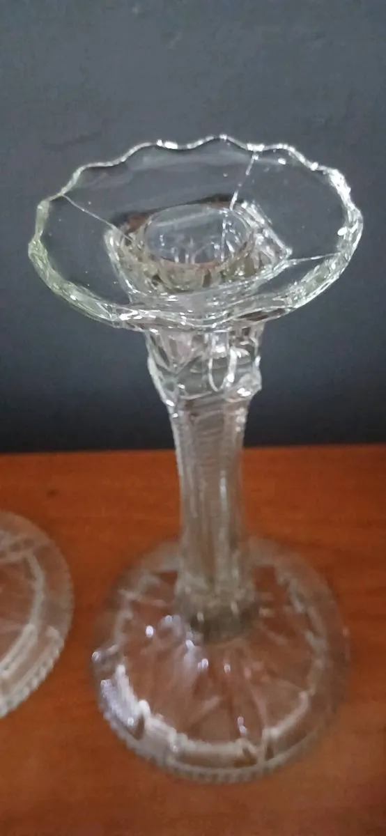 Pair Of Vintage Pressed Glass Candle Holders - Image 4