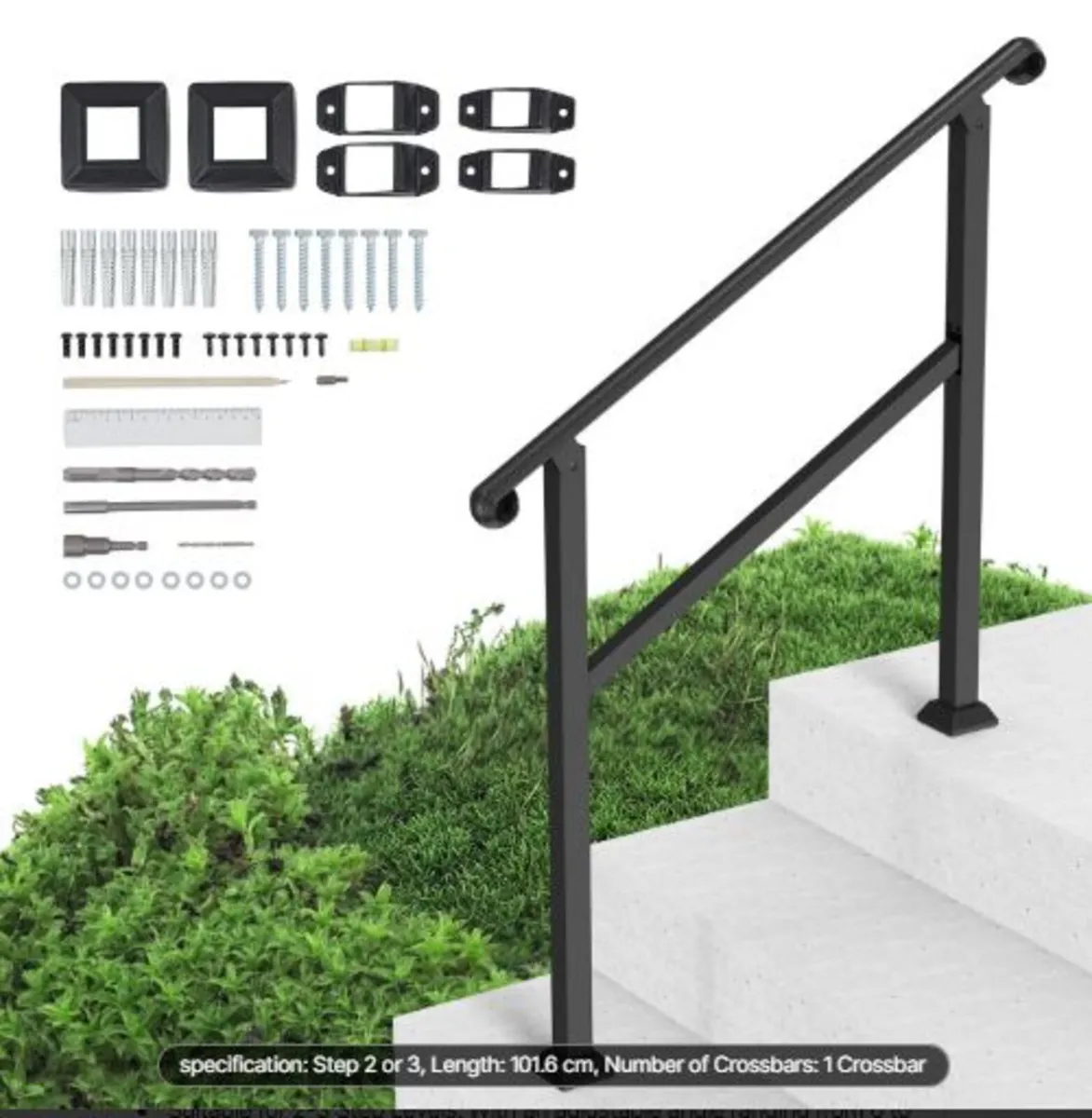Handrails for Outdoor Steps, 2-3 Step Stair Hand - Image 1