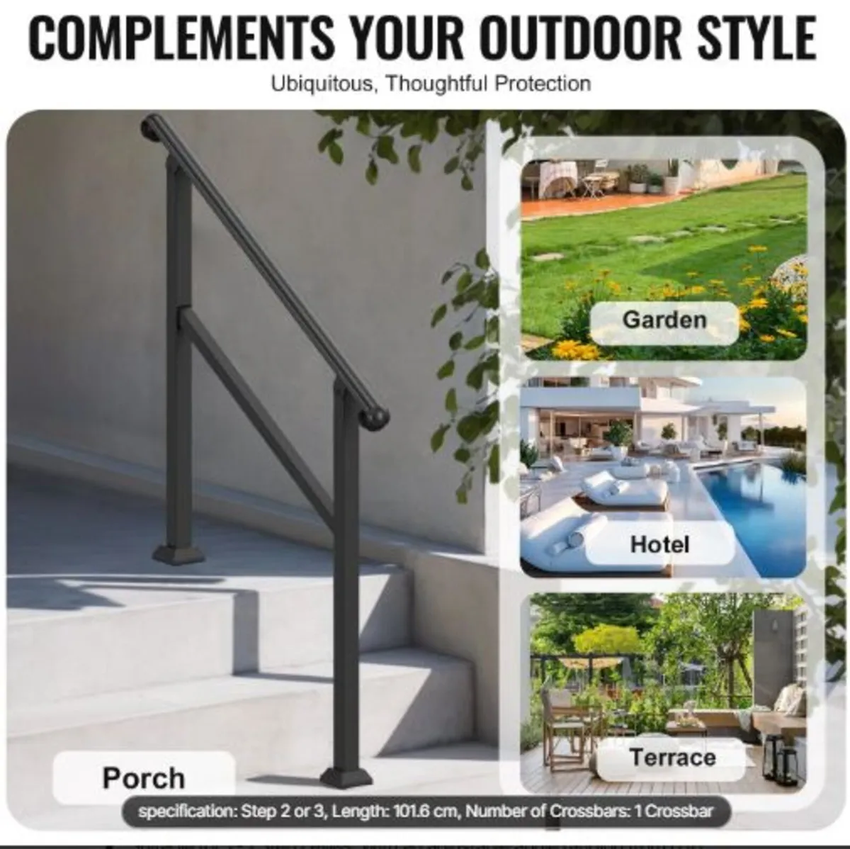 Handrails for Outdoor Steps, 2-3 Step Stair Hand - Image 4