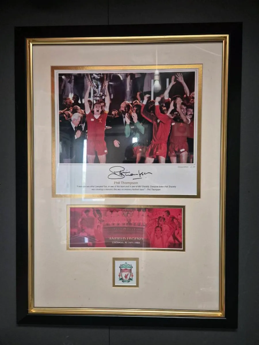 Large Framed & Signed Phil Thompson Liverpool FC - Image 1
