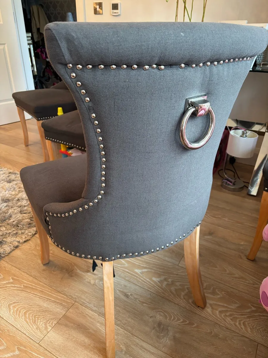 Set of 6 Grey Fabric Dining Chairs - Image 2