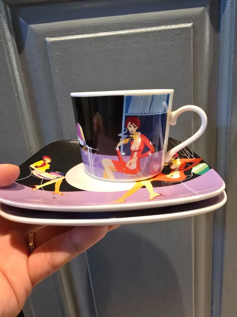 Ceramic coffee/tea set. Egg cup. Cup&saucer, salt - Image 3