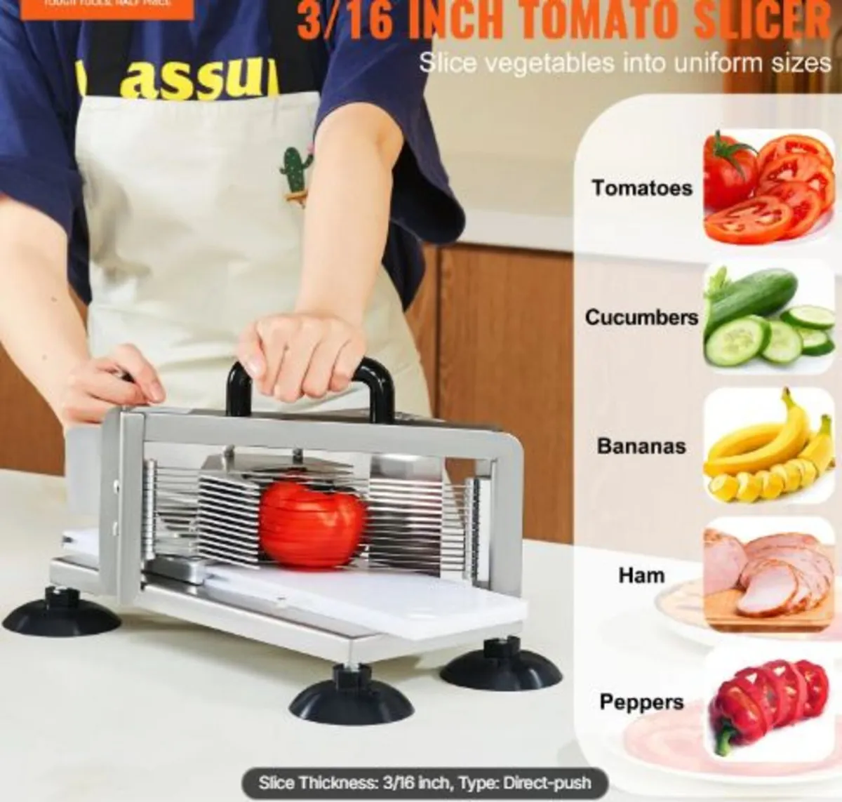 Commercial Tomato Slicer, 3/16 inch Tomato Cutter - Image 2