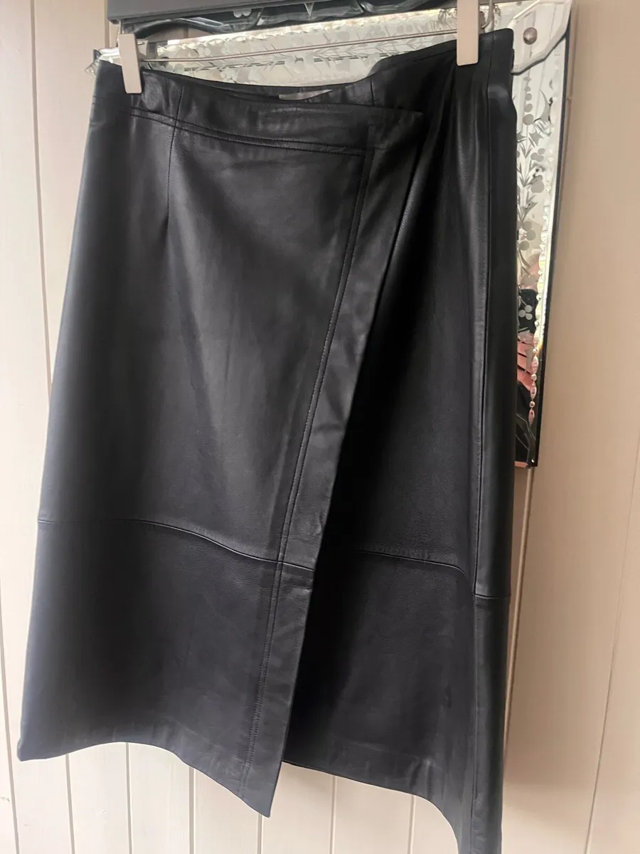 Paul Costelloe Black leather wrap skirt - Image 2