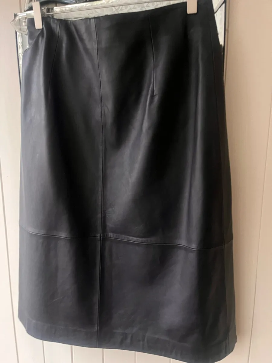 Paul Costelloe Black leather wrap skirt - Image 3