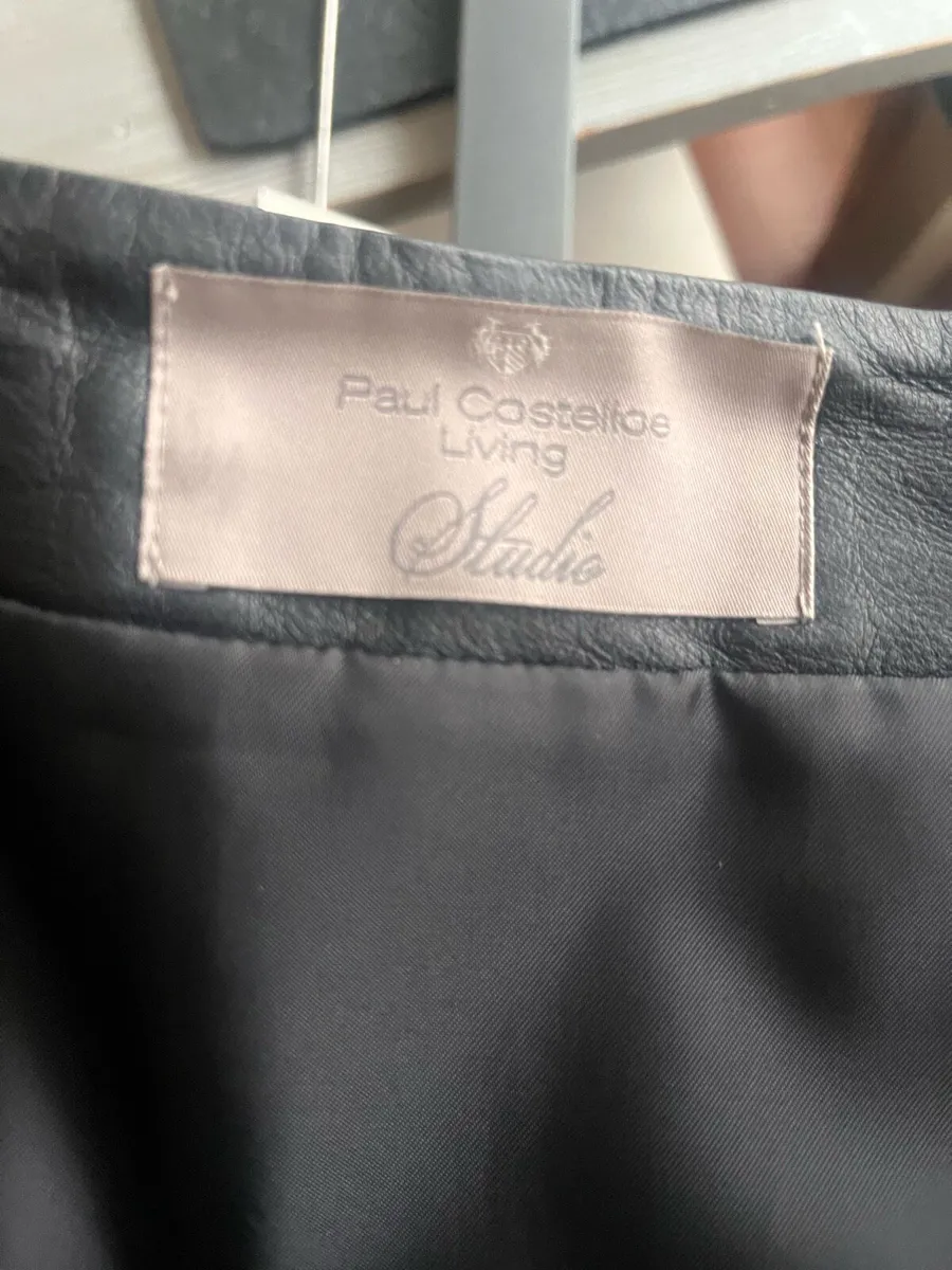 Paul Costelloe Black leather wrap skirt - Image 4