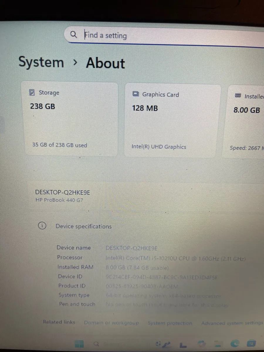 HP laptop i5 pro 10 Gen 8/256 win 11 - Image 4