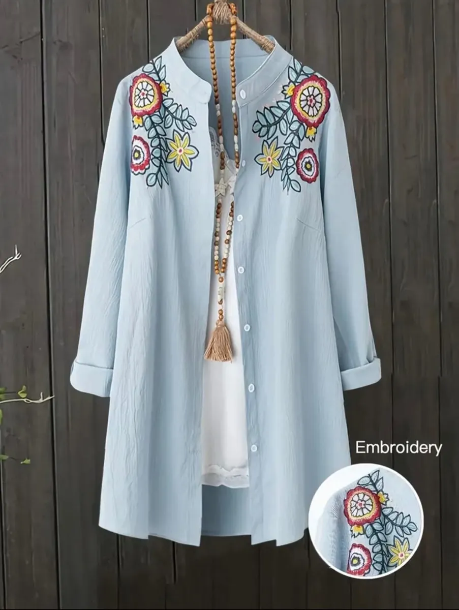 Women'S Spring Autumn Embroidered Long Sleeve Top - Image 3