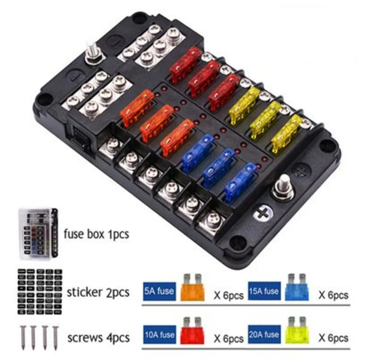 12 Blade Fuse Holder Block for Boat - Image 2