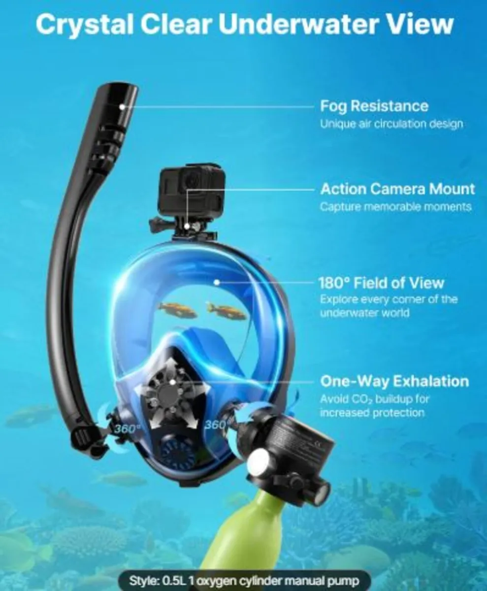 Mini Scuba Tank with Sub-Mask,0.5L Portable Diving - Image 3