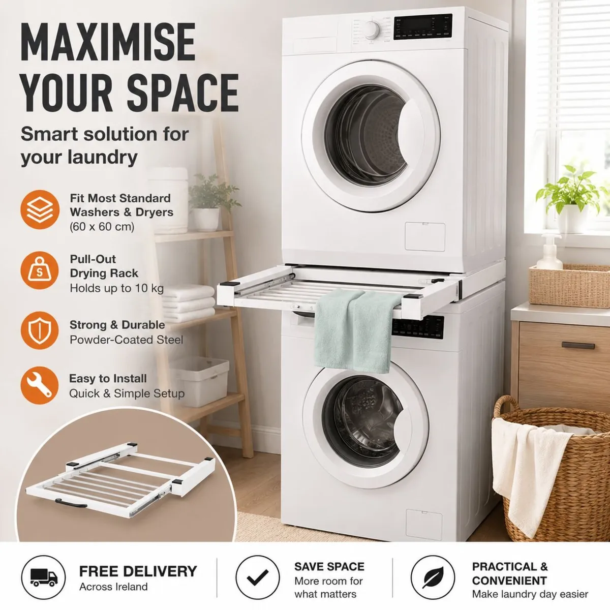 Washing Machine and Tumble Dryer Stacking Kit with - Image 1