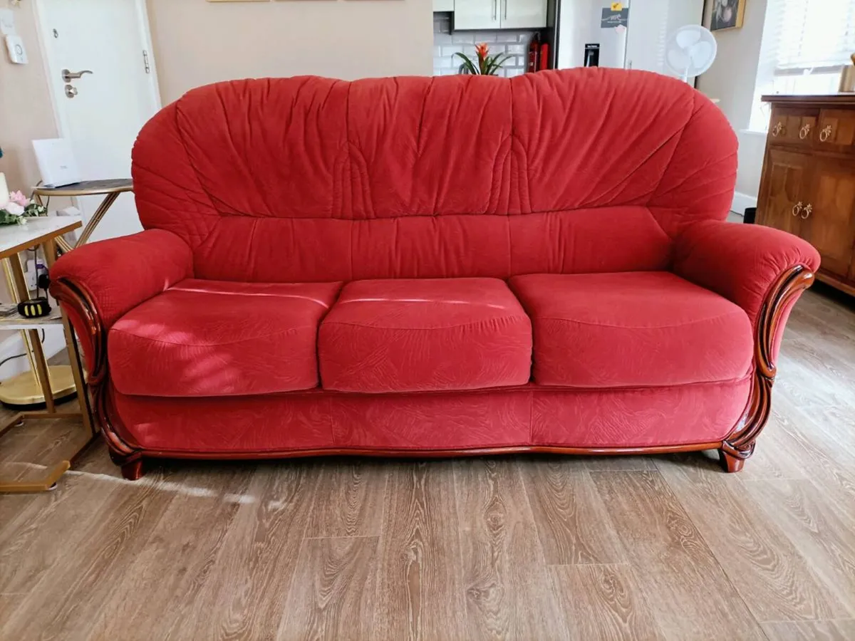 3 Seater + Armchair Traditional Sofa in Terracotta - Image 3