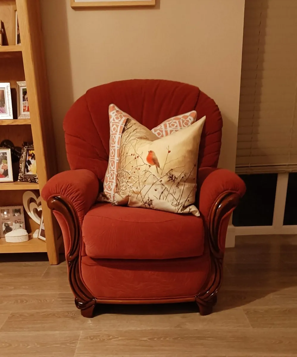 3 Seater + Armchair Traditional Sofa in Terracotta - Image 1