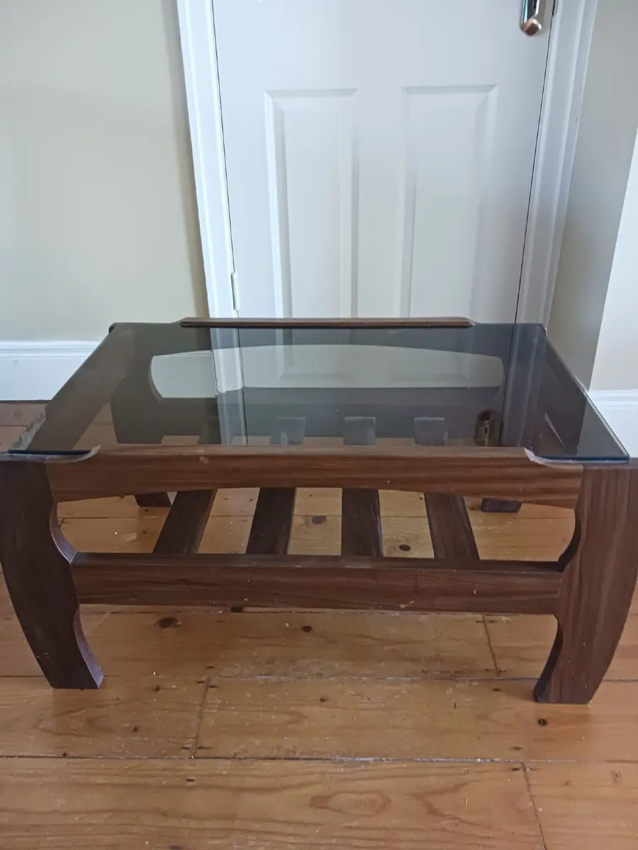 Mid Century Coffee Table and Foot Stool - Image 1