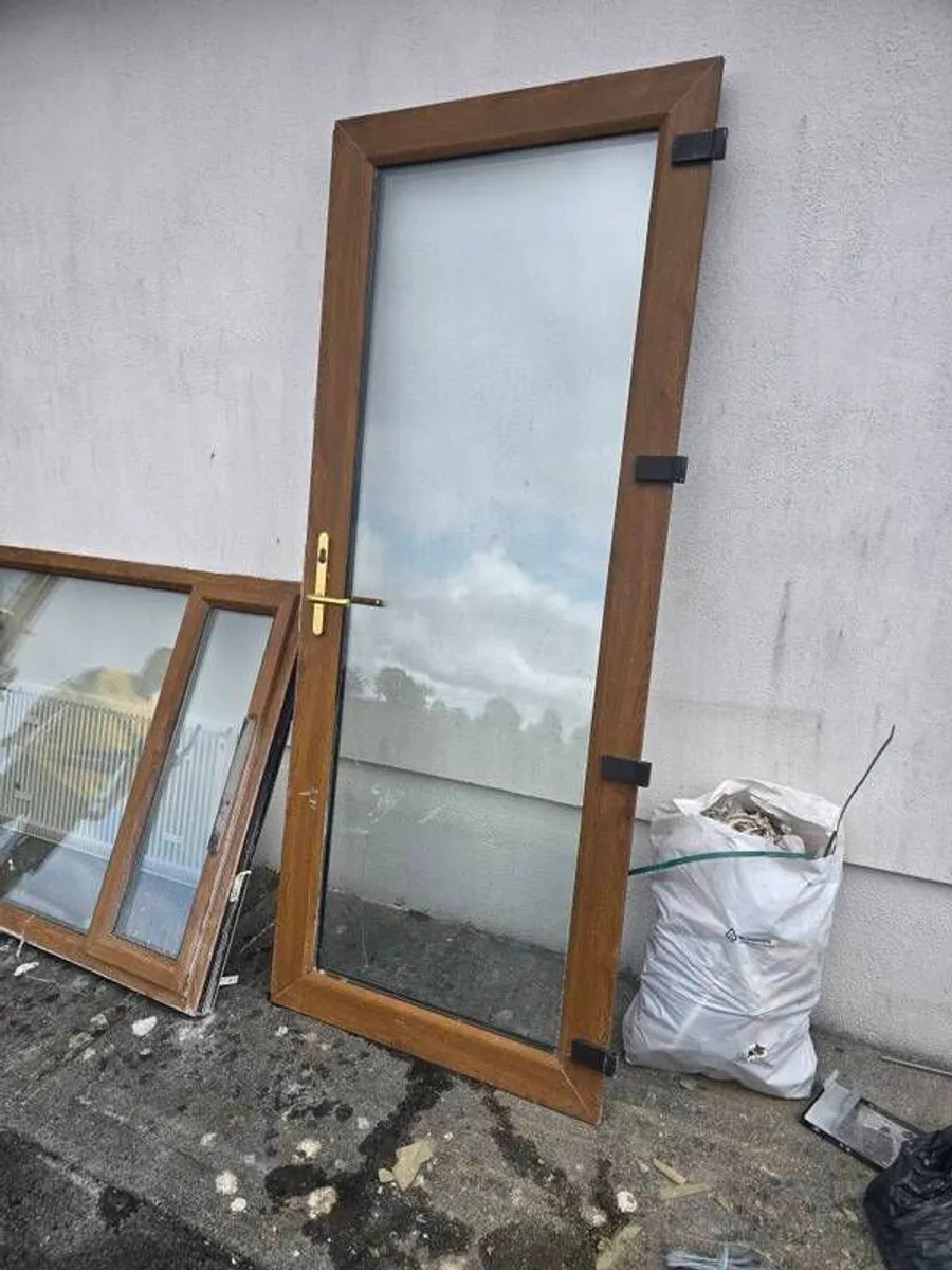 Golden Oak uPVC French Doors & Matching Window Set (Complete with Frames) - Image 3