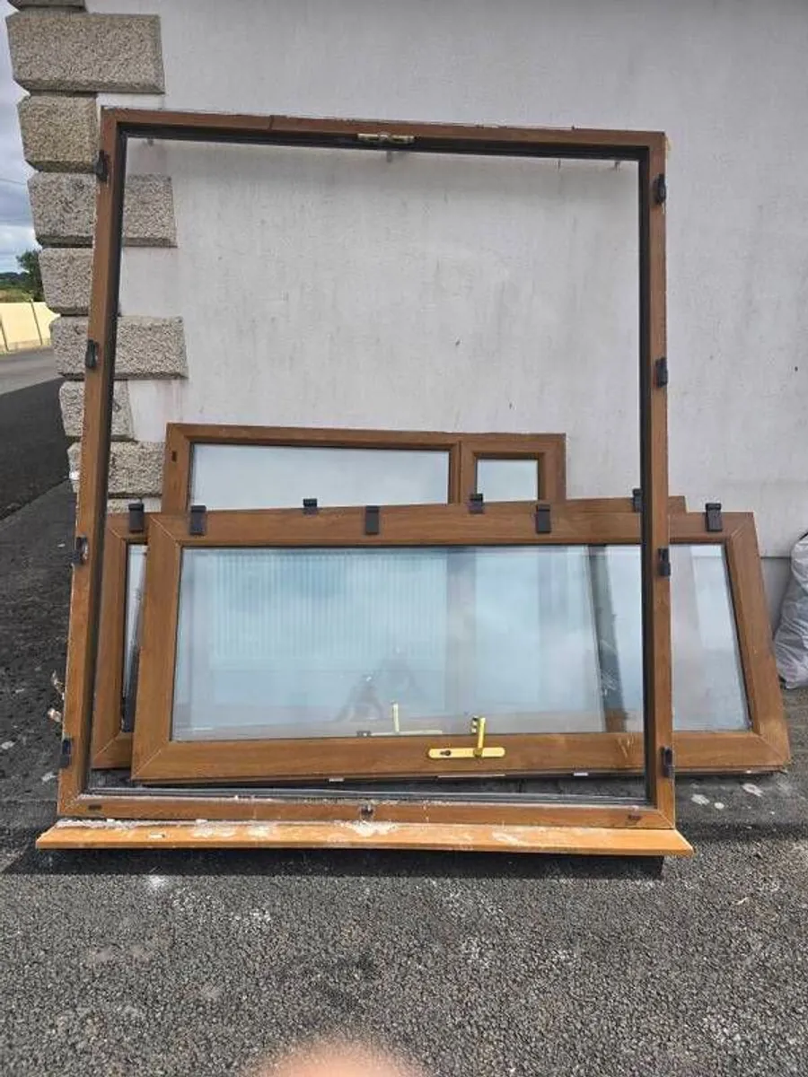 Golden Oak uPVC French Doors & Matching Window Set (Complete with Frames) - Image 4