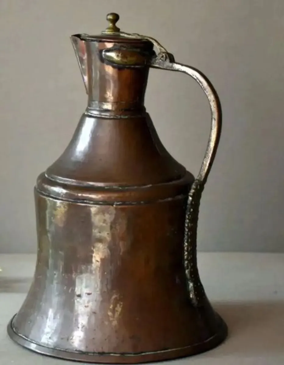 Huge 30" Antique Hammered Copper & Brass Pitcher - Image 1