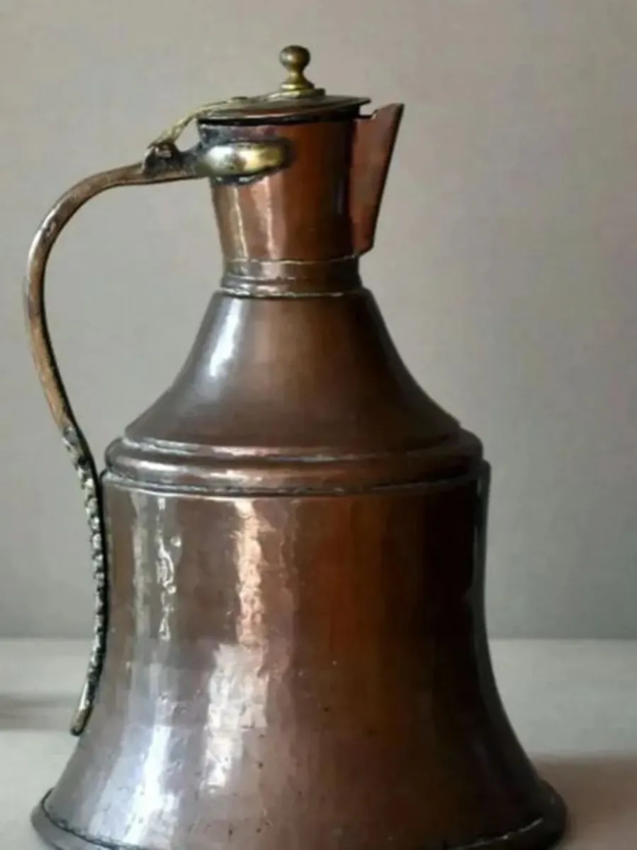 Huge 30" Antique Hammered Copper & Brass Pitcher - Image 3