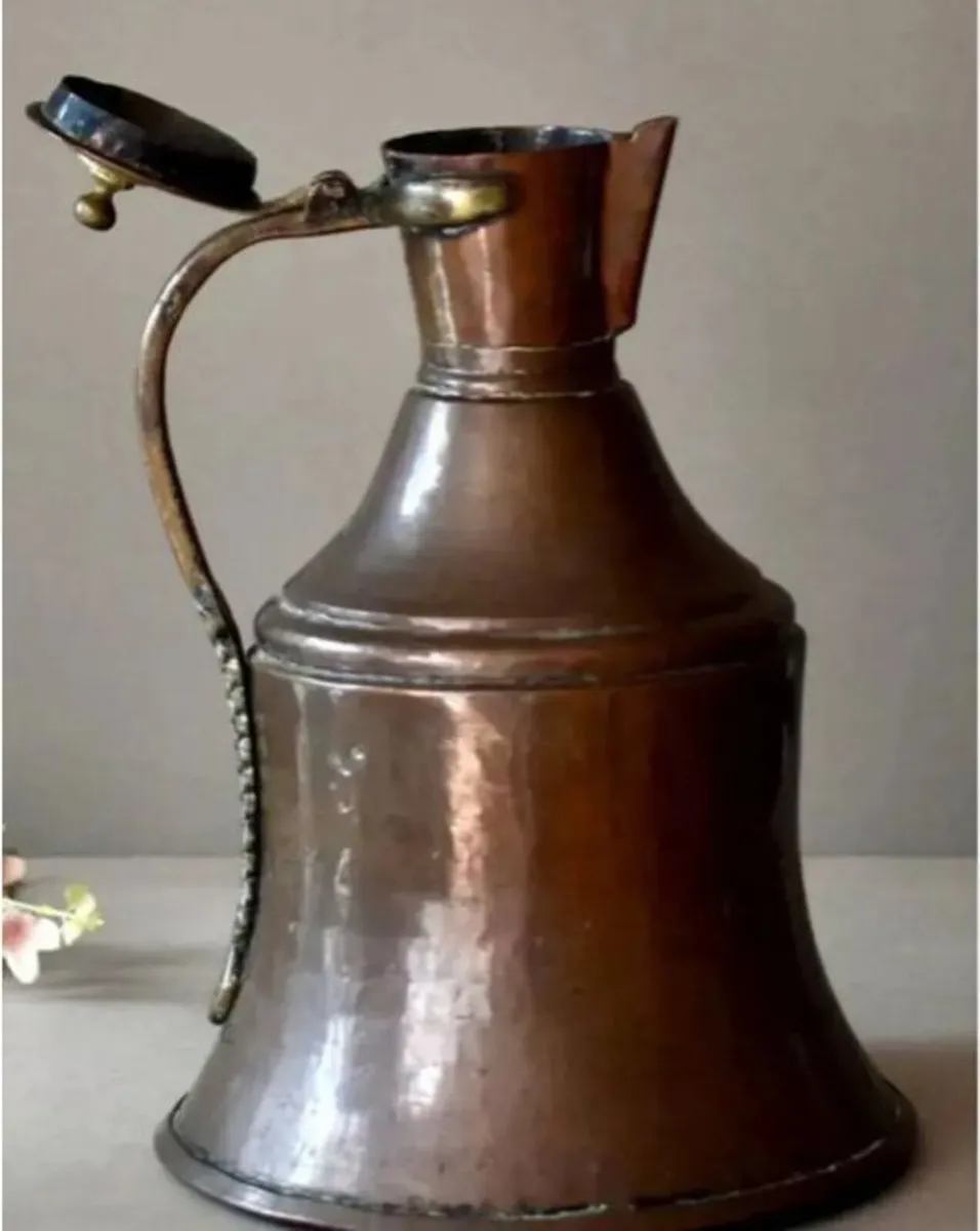 Huge 30" Antique Hammered Copper & Brass Pitcher - Image 4