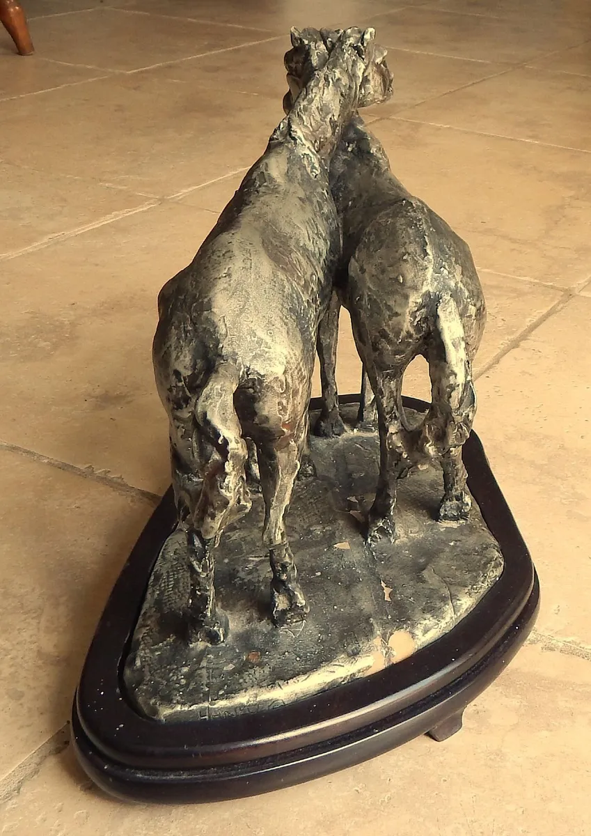 Artwork Figurines of Horses on Wood Base - Image 3