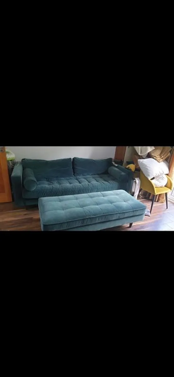 Green Velvet Sofa - Image 1