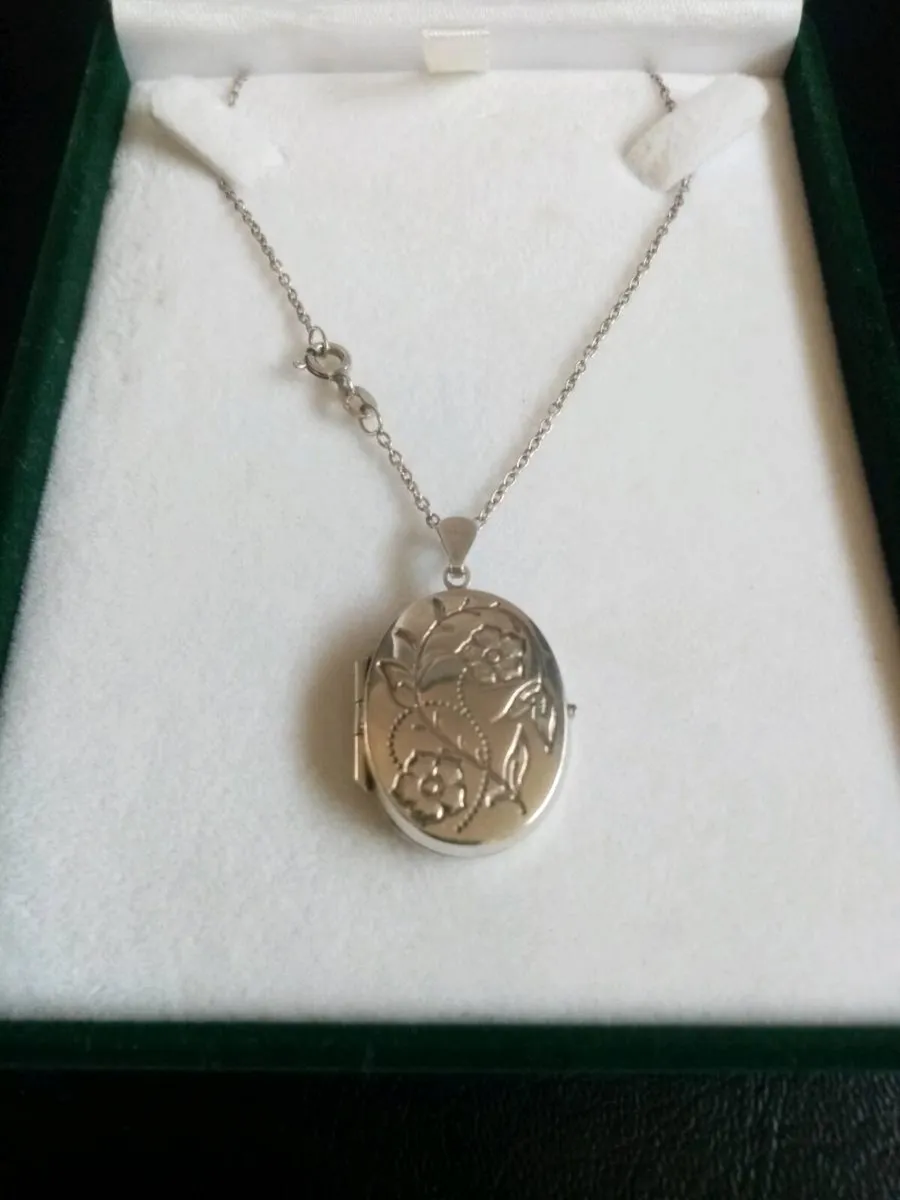 Vintage Sterling Silver Locket and Chain - Image 1