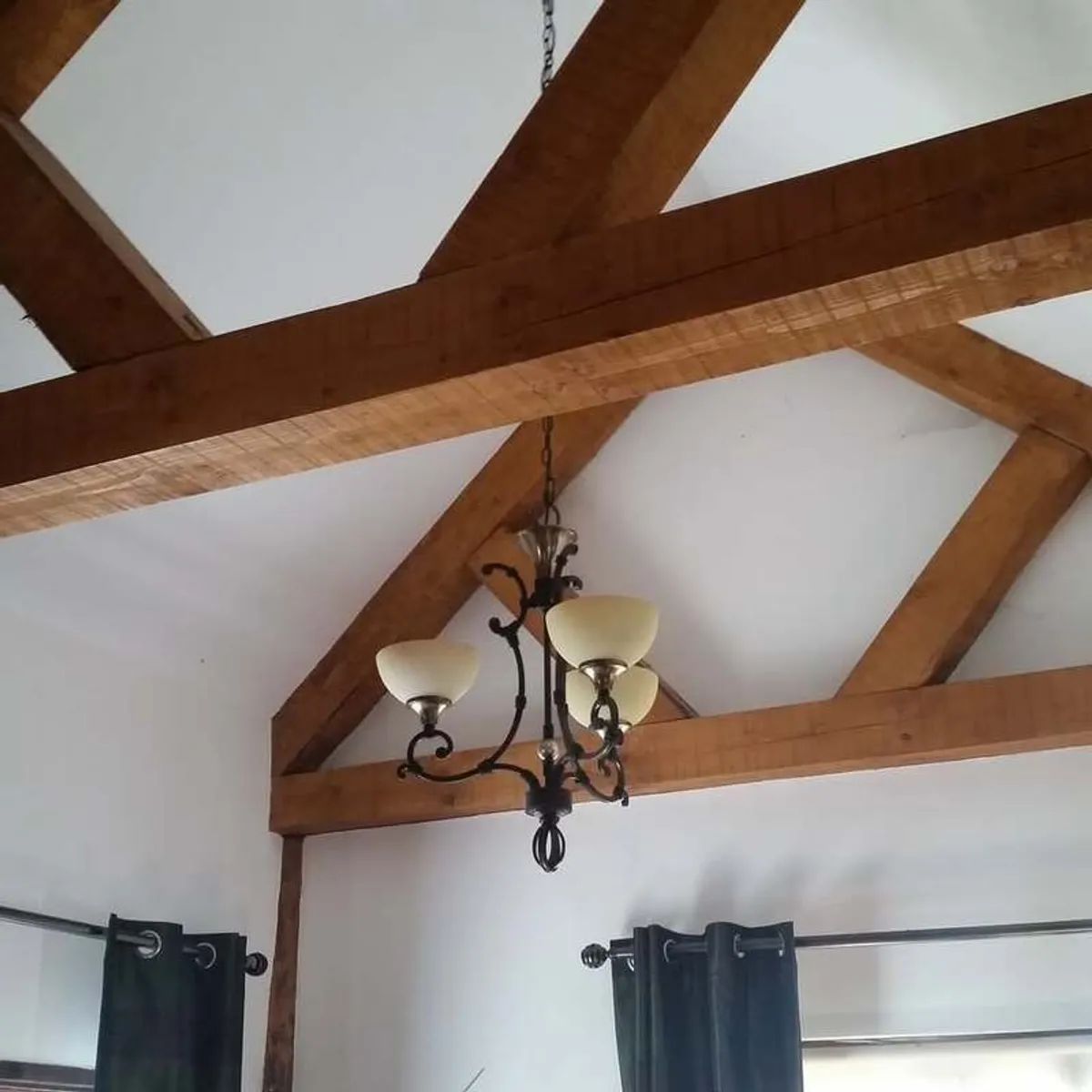 Pair of Long Drop Pub Chandeliers with Shades - Reclaimed from Former Village Bar - Image 1
