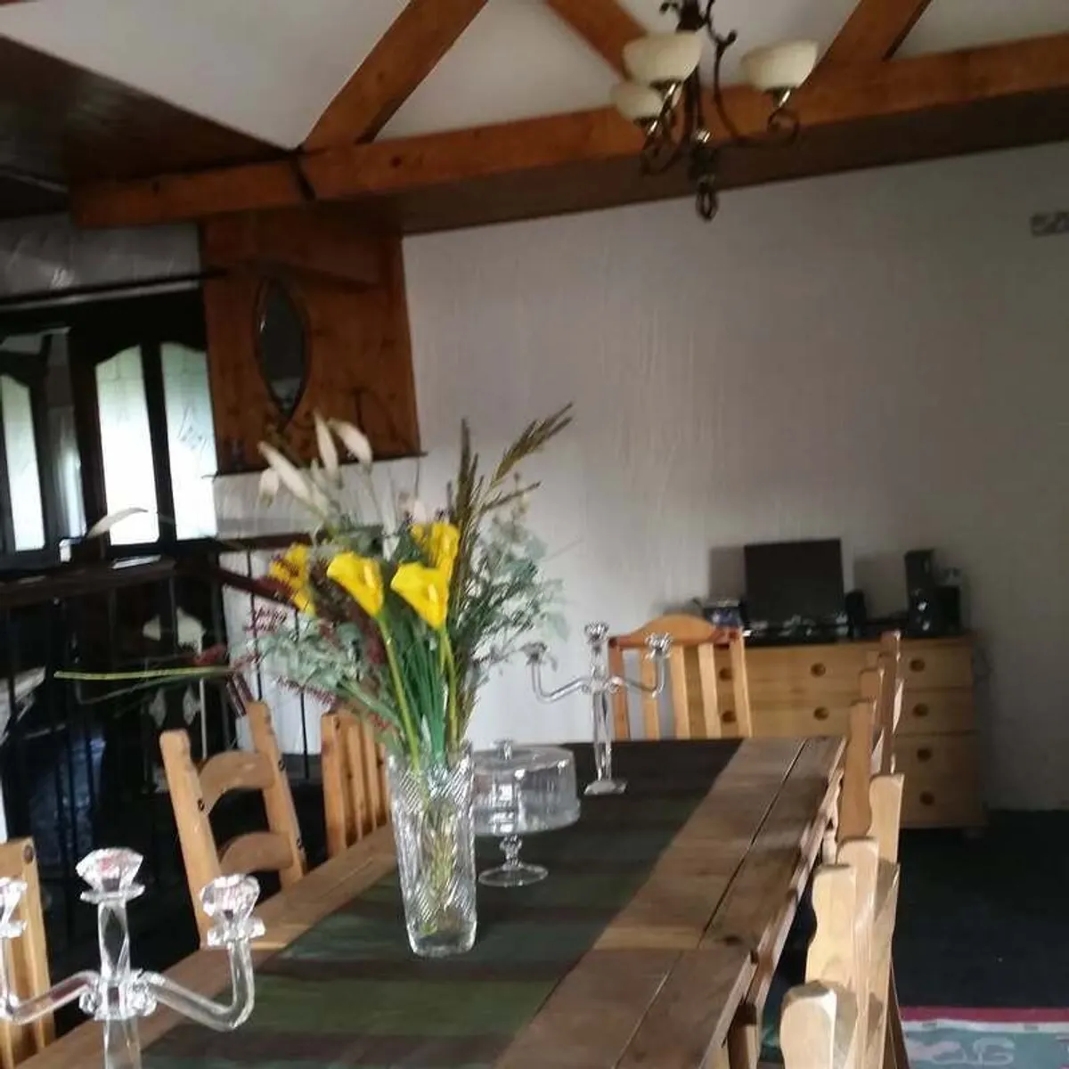 Pair of Long Drop Pub Chandeliers with Shades - Reclaimed from Former Village Bar - Image 3