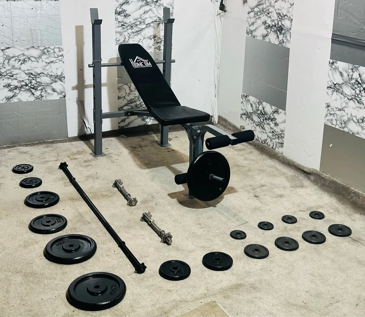 62KG IRON WEIGHTS BENCH BARBELL DUMBBELLS - Image 2