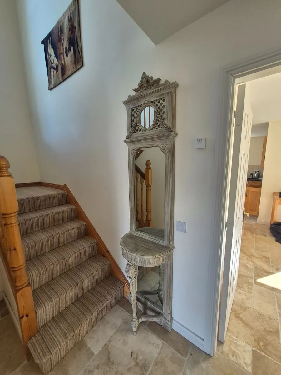 French Style Ornate Hall Mirror with Console Shelf - Image 2