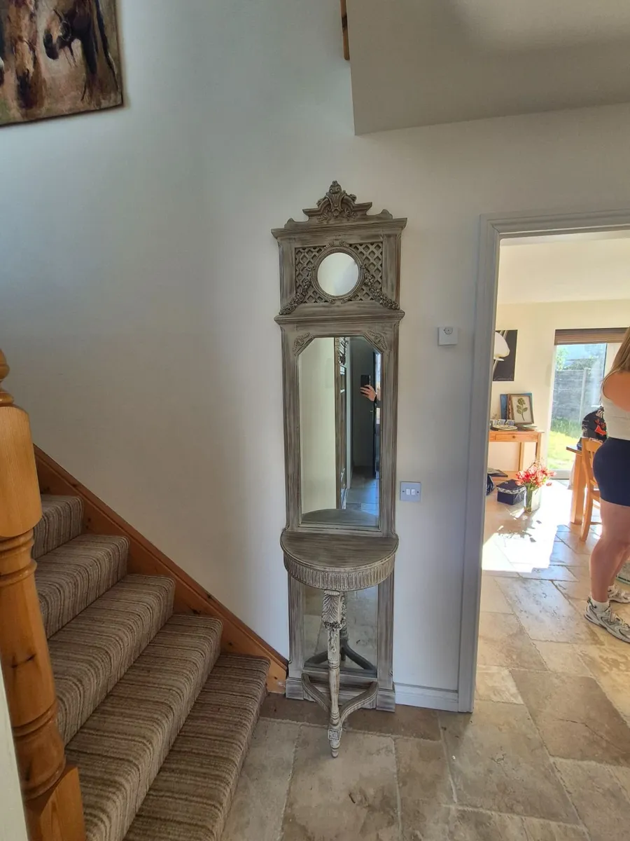 French Style Ornate Hall Mirror with Console Shelf - Image 3