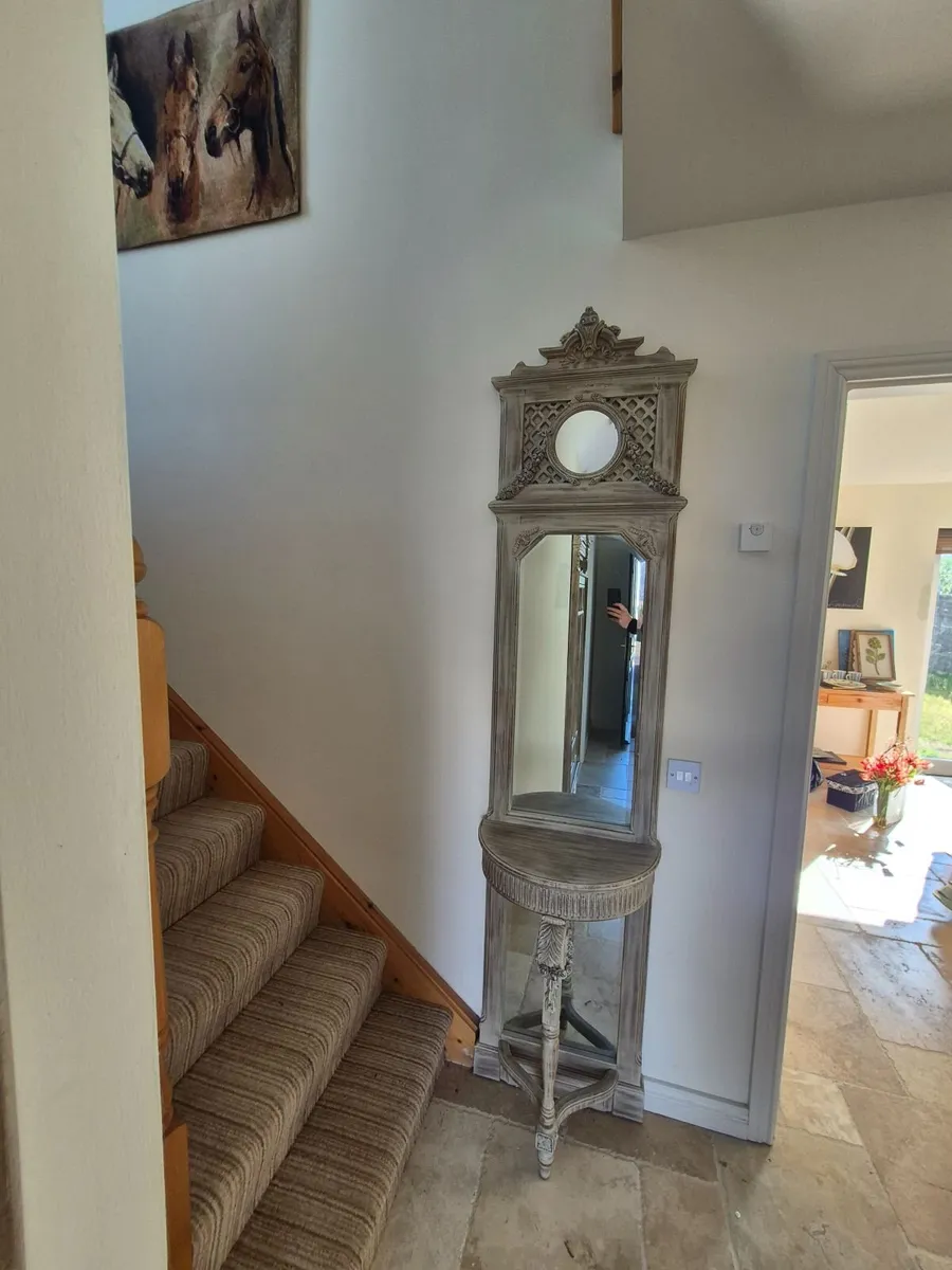 French Style Ornate Hall Mirror with Console Shelf - Image 1