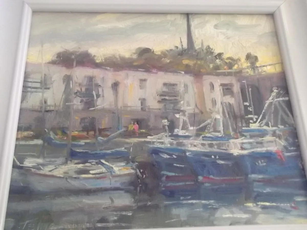 a oil painting by a dublin artist norman teeling of balbriggan harbour - Image 2