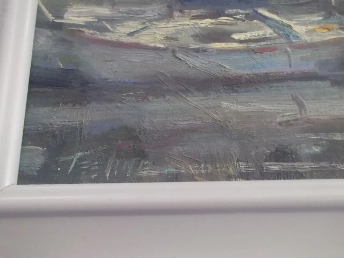 a oil painting by a dublin artist norman teeling of balbriggan harbour - Image 3