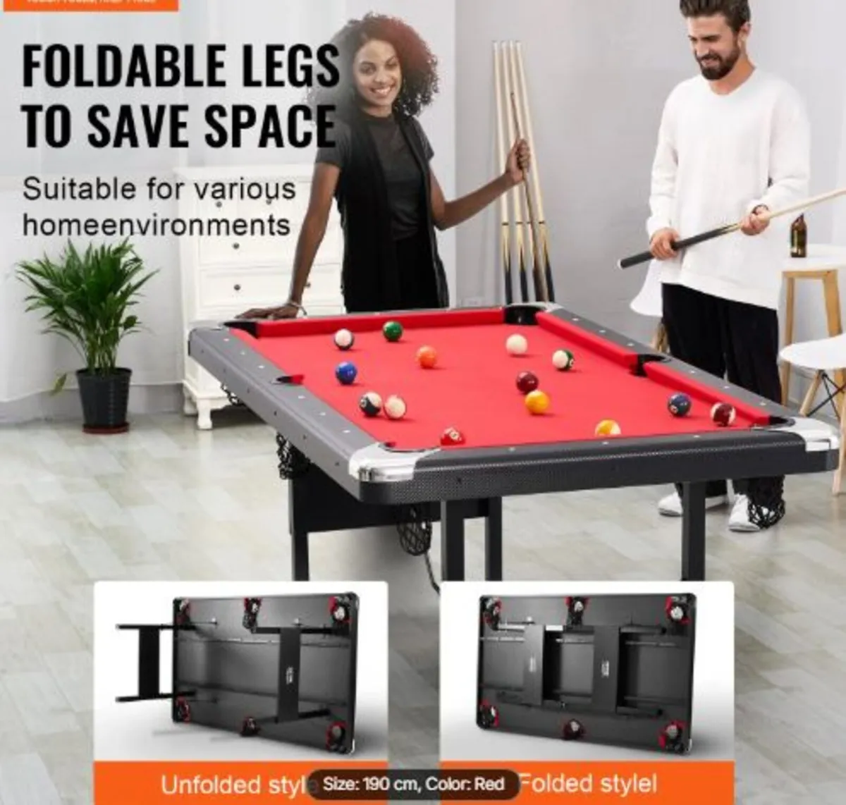 Billiards Table,192cm Pool Table,Portable Foldabl - Image 3