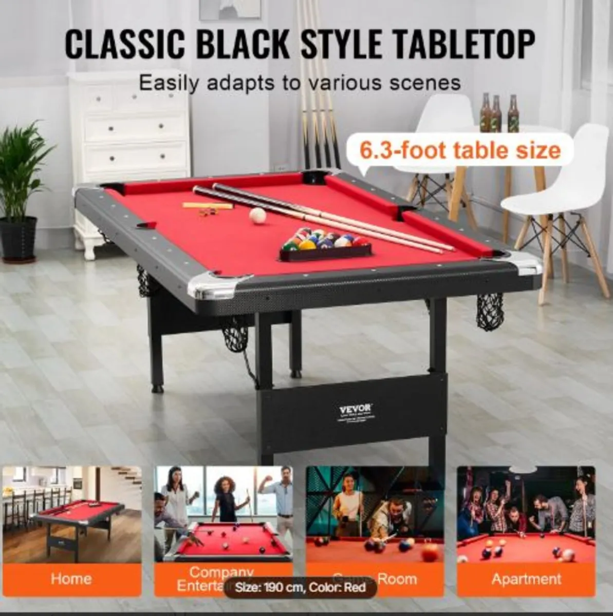 Billiards Table,192cm Pool Table,Portable Foldabl - Image 4