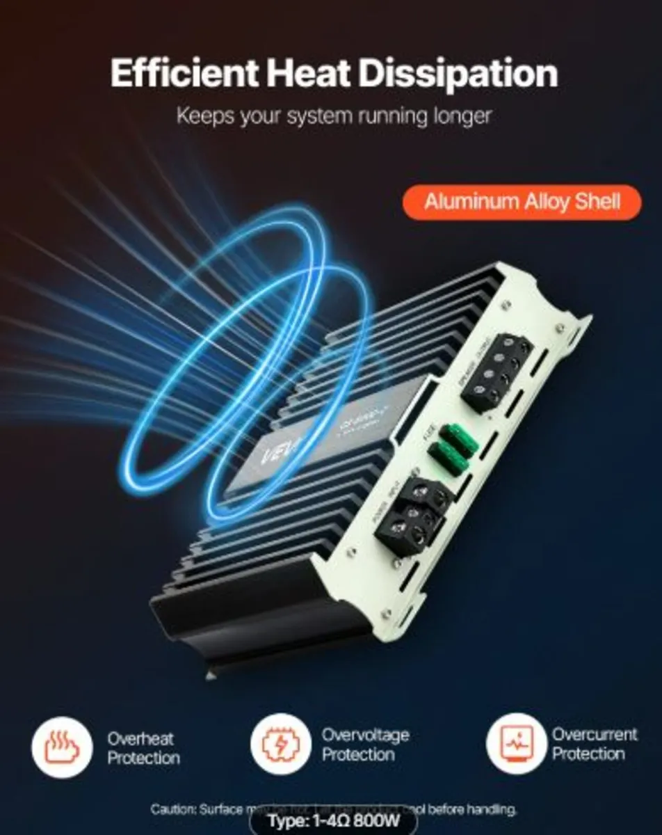 Monoblock Car Amplifier, 800W RMS MAX, 1/2/4 Ohm - Image 2
