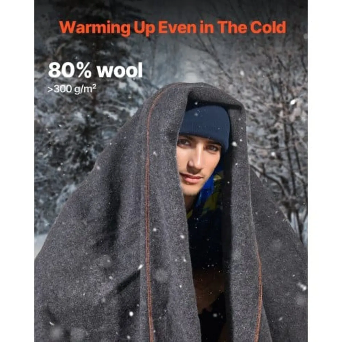 Wool Camping Blanket 1,62x2,23m / 64" x 88" Warm f - Image 3