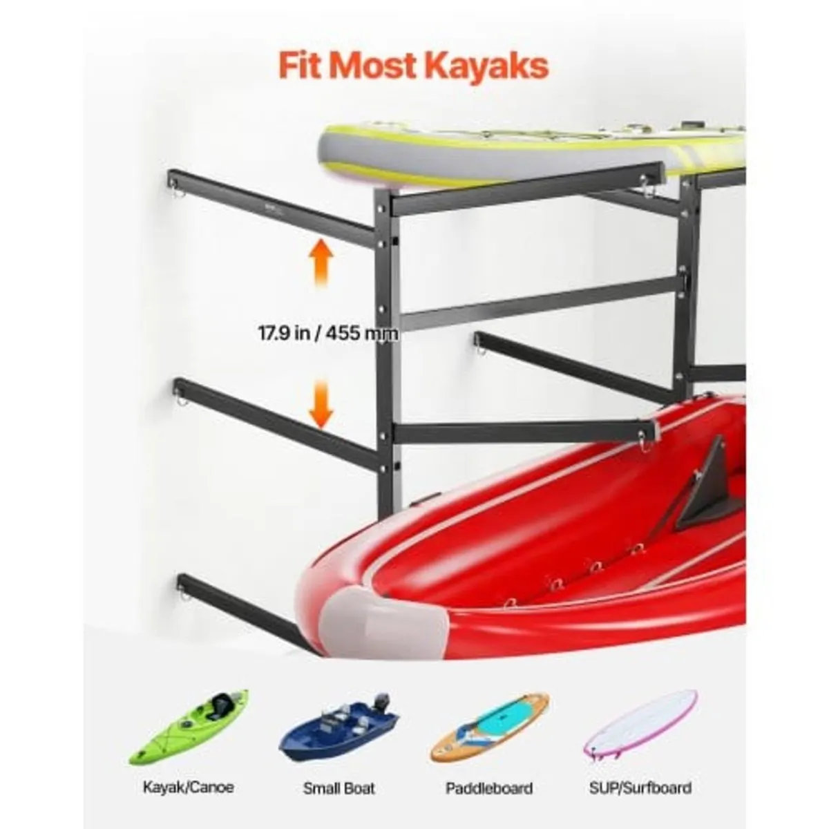 Kayak Storage Rack for 6 Kayaks, Holds 180 kg, Hea - Image 2