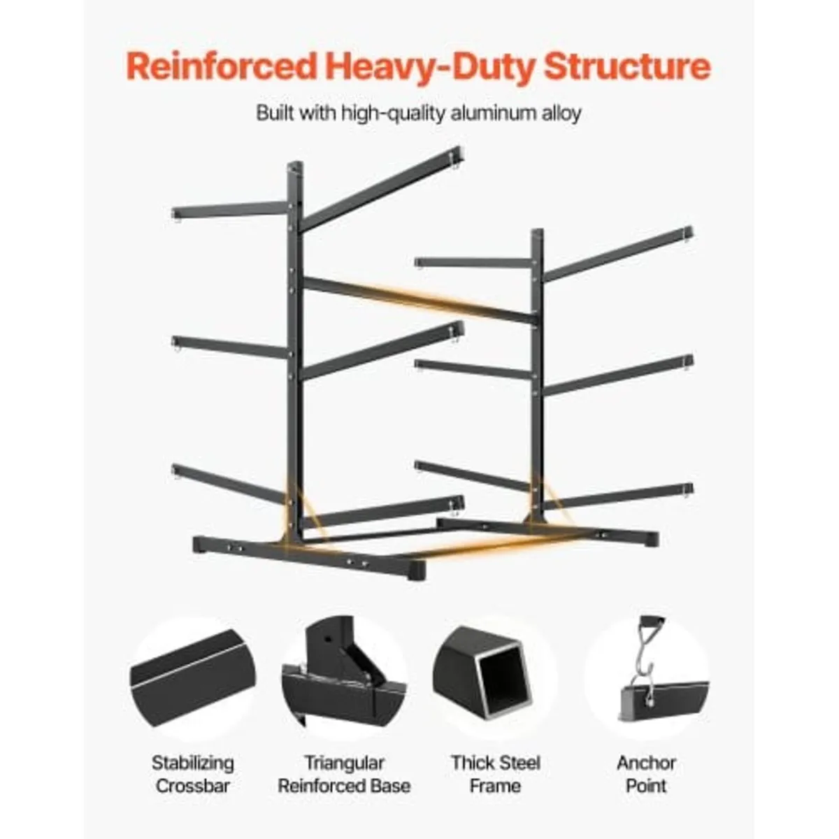 Kayak Storage Rack for 6 Kayaks, Holds 180 kg, Hea - Image 4