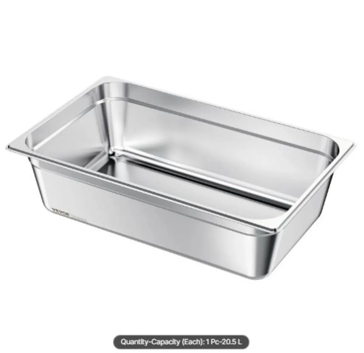 Stainless Steam Hotel Pan, Full Size x 145mm Deep - Image 1