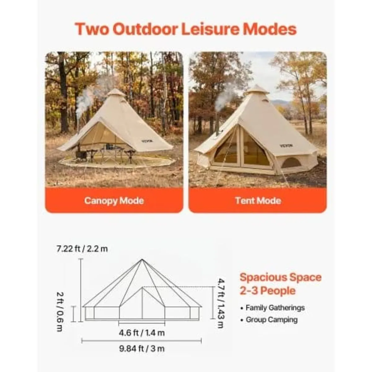 Oxford Bell Tent, 4 Seasons 3 m Yurt Tent for Camp - Image 2