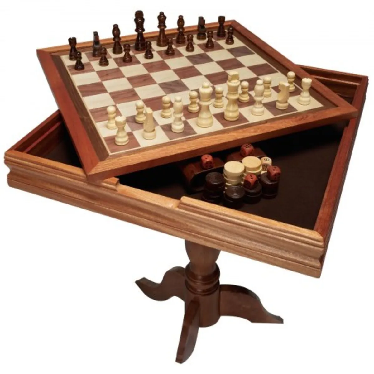3-IN-1 Chess Checkers Backgammon Table Set, 18 Inc - Image 1